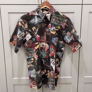 Reyn Spooner Shirt Mens Small NEW Black Las Vegas Casino Cards Gambling Graphic